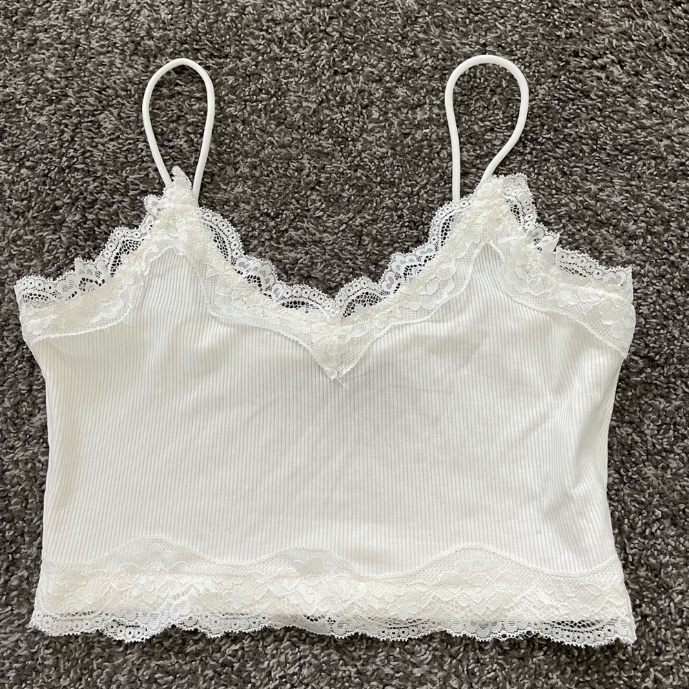 White Cropped Lace Top